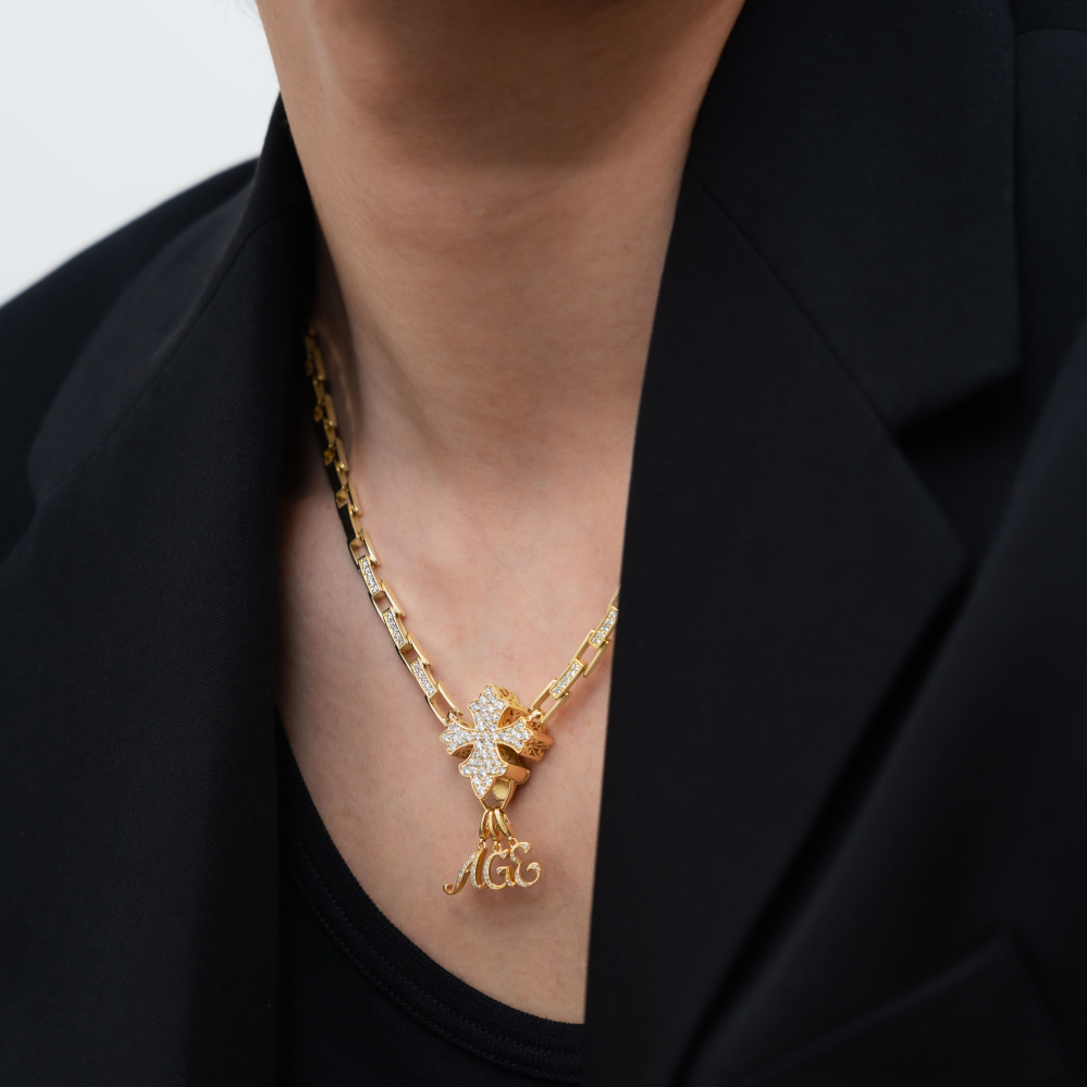 新品] ユキザキ ダブルトップ イエローゴールド ネックレス W5011326