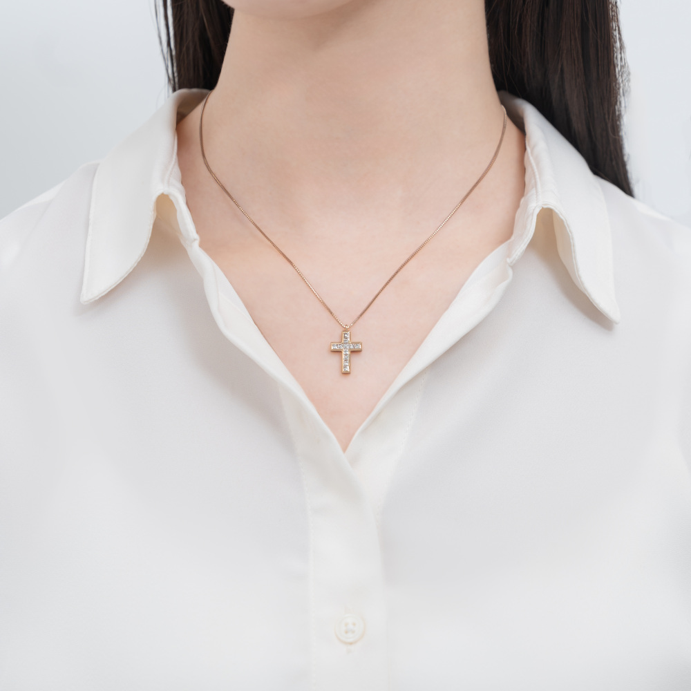 新品] ユキザキ リッチクロス ピンクゴールド ネックレス 0.5ct