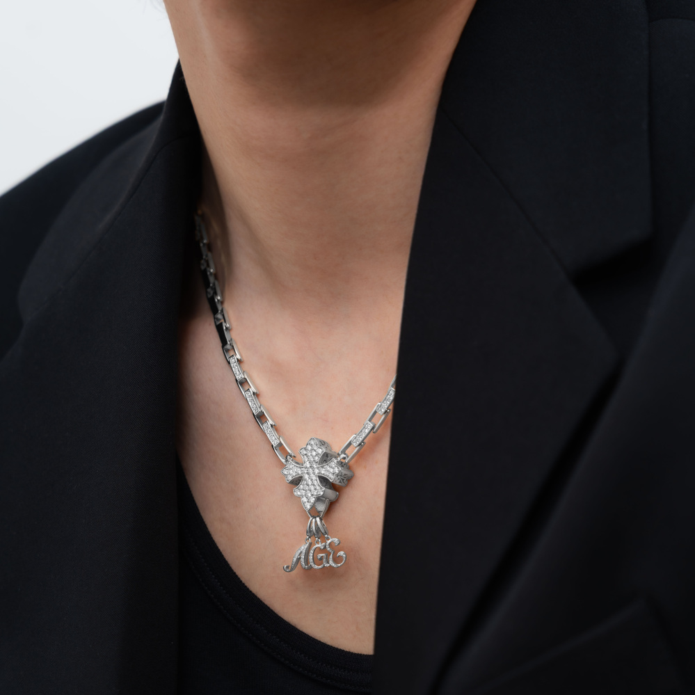 新品] ユキザキ ダブルトップ ホワイトゴールド ネックレス