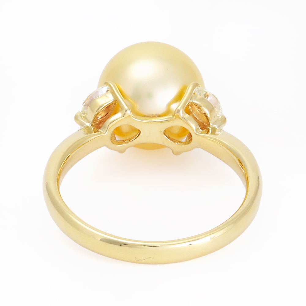 K18イエローゴールド 白蝶パール ダイヤモンド リング J143732 | ユキ