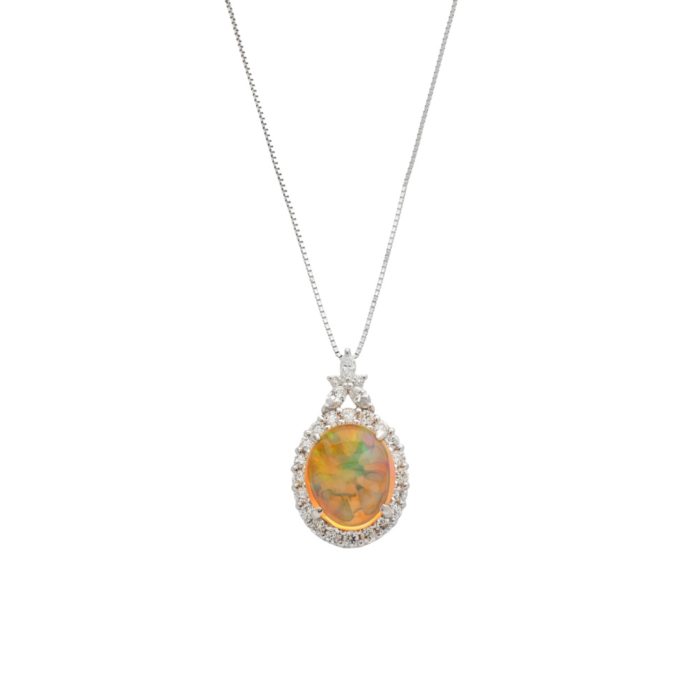 プラチナ900 プラチナ850 メキシコオパール ダイヤモンド ネックレス