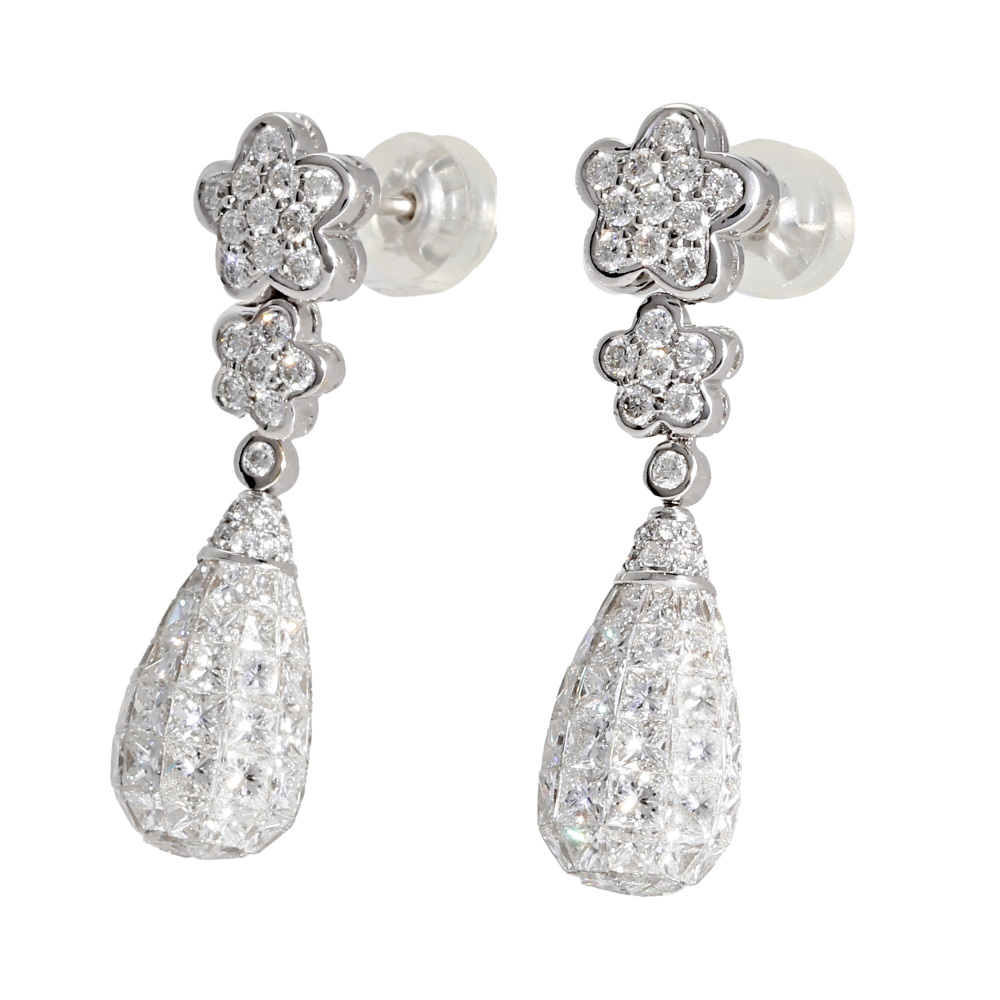 K18ホワイトゴールド ダイヤモンド ピアス J192665 | ユキザキセレクト