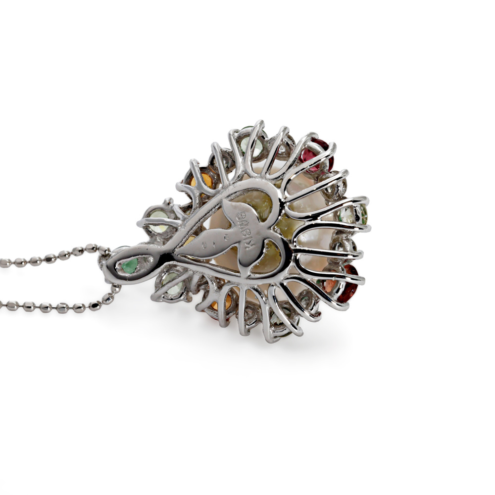 K18ホワイトゴールド 白蝶パール ダイヤモンド ネックレス J199943