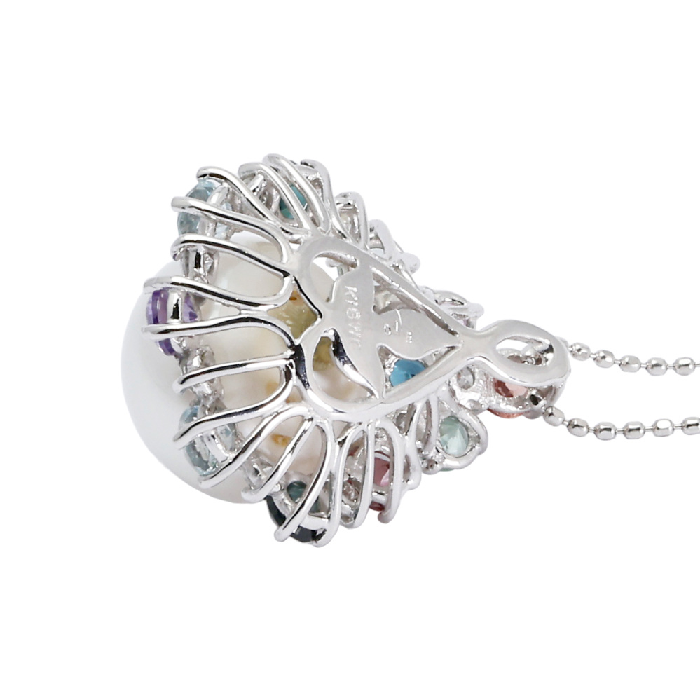 K18ホワイトゴールド 白蝶パール ダイヤモンド ネックレス J199944