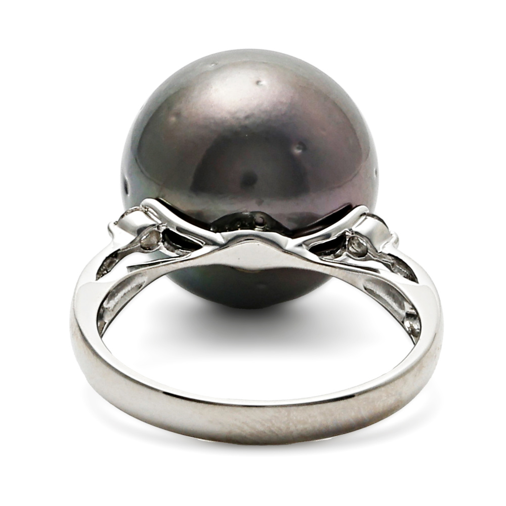 プラチナ900 黒蝶パール ダイヤモンド パール リング J206458 | ユキ