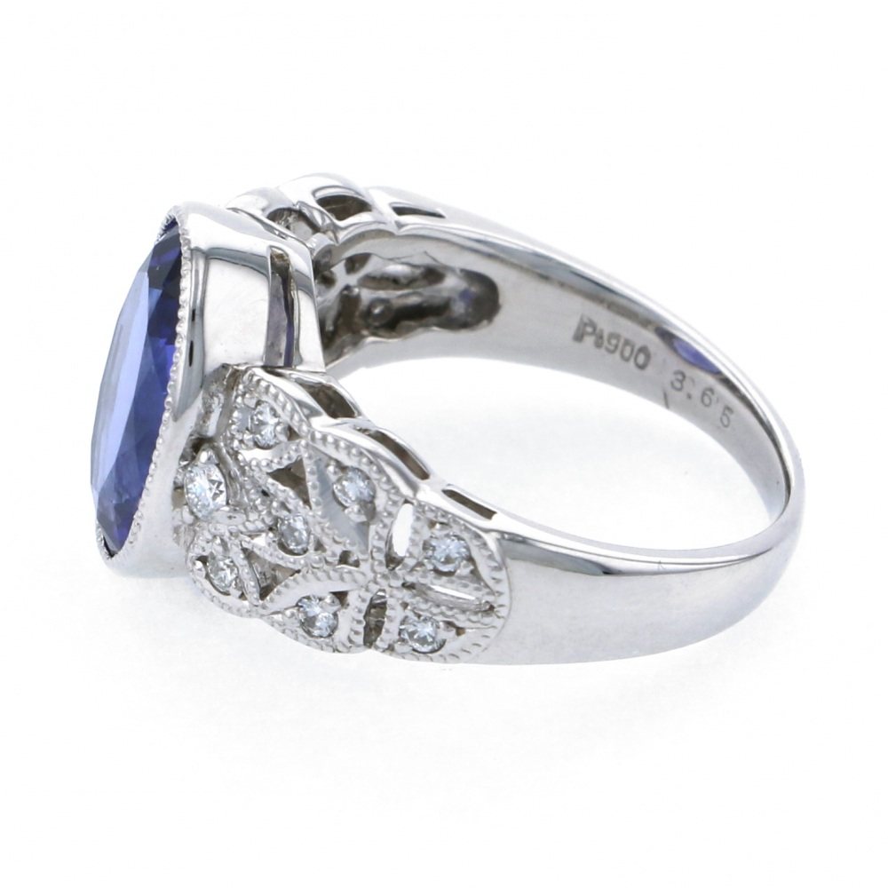 プラチナ900 タンザナイト ダイヤリング Pt900 タンザナイト ダイヤモンド リング 送料無料 ダイヤ 青い宝石