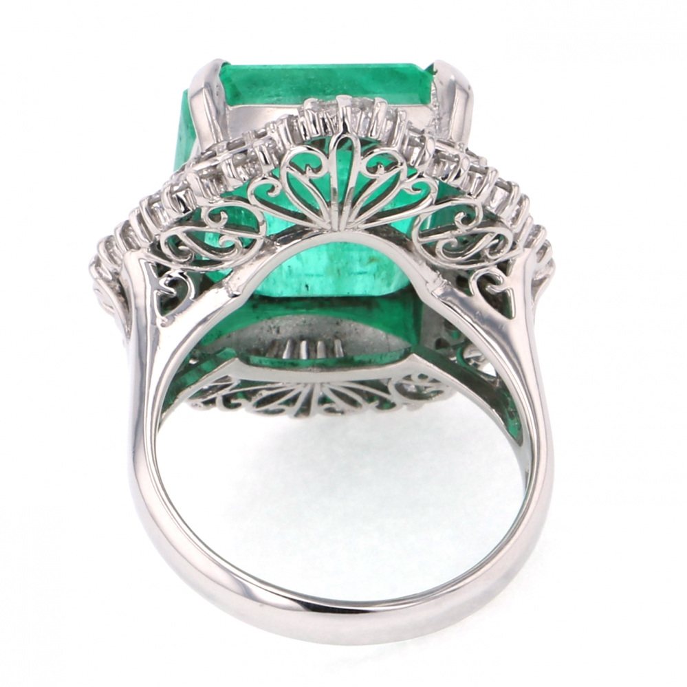 プラチナ900 エメラルド ダイヤモンド リング J215245 | ユキザキ