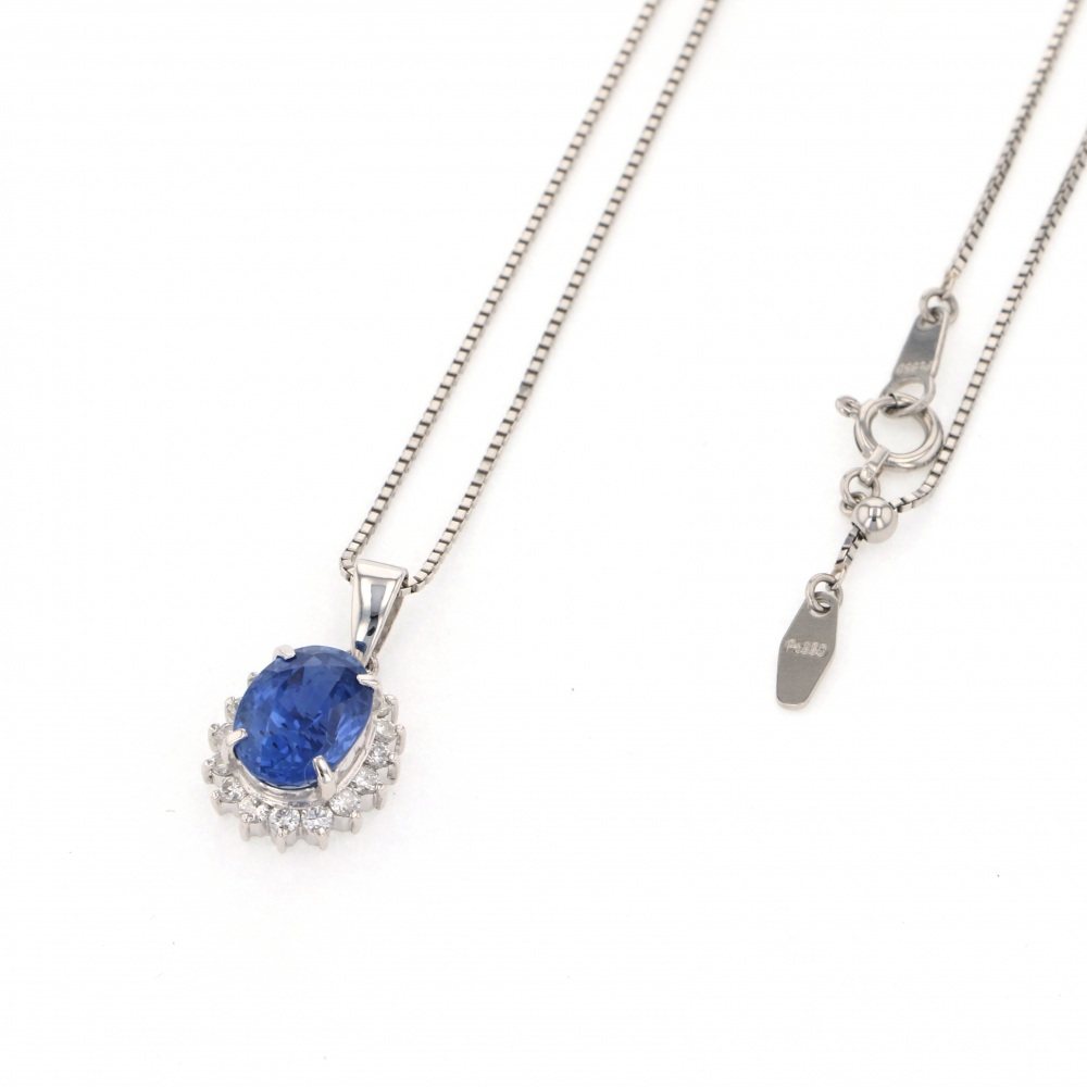 Pt850 プラチナ サファイア ネックレス プラチナ プラチナ850 サファイア ダイヤモンド ネックレス J215685