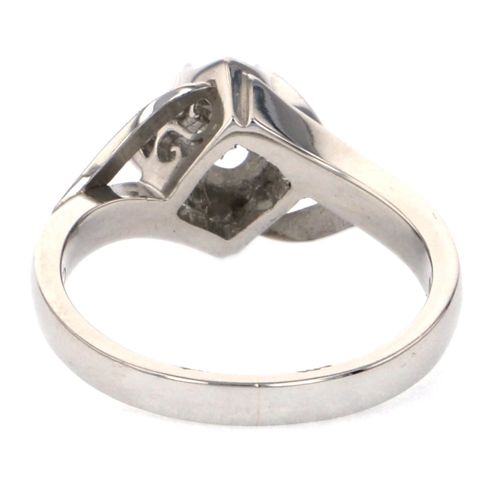 プラチナリング 9号 プラチナ900 ダイヤモンド クロス リング / Pt900 Diamond cross ring