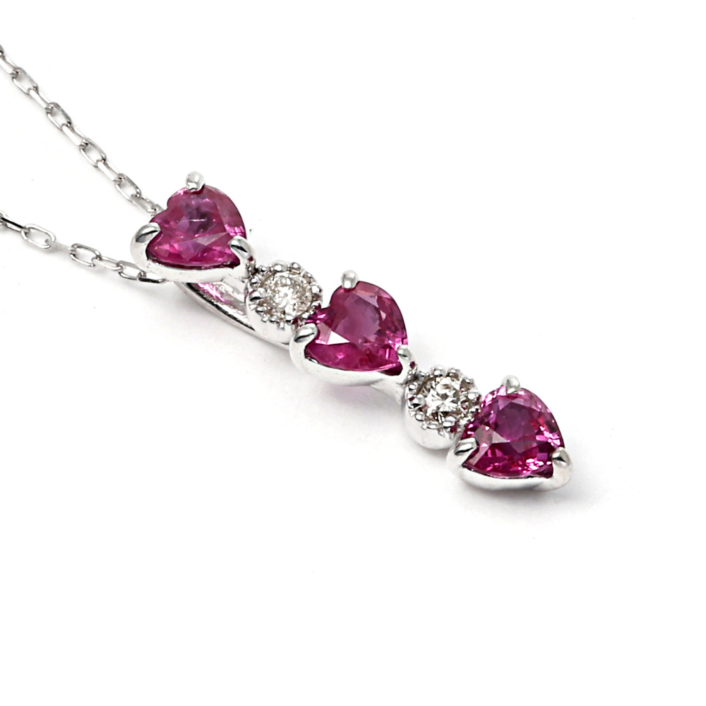 K18ホワイトゴールド ルビー ダイヤモンド ネックレス J220705 | ユキ