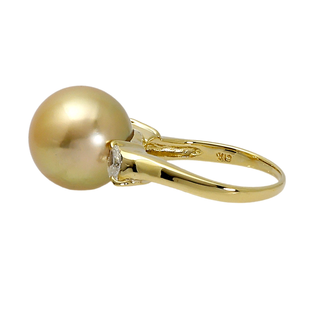 K18イエローゴールド 白蝶パール ダイヤモンド リング J229413 | ユキ
