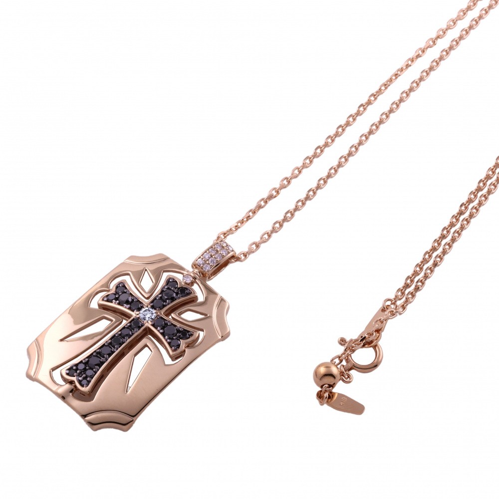 K18ピンクゴールド ダイヤモンド ブラックダイヤ ネックレス J239040