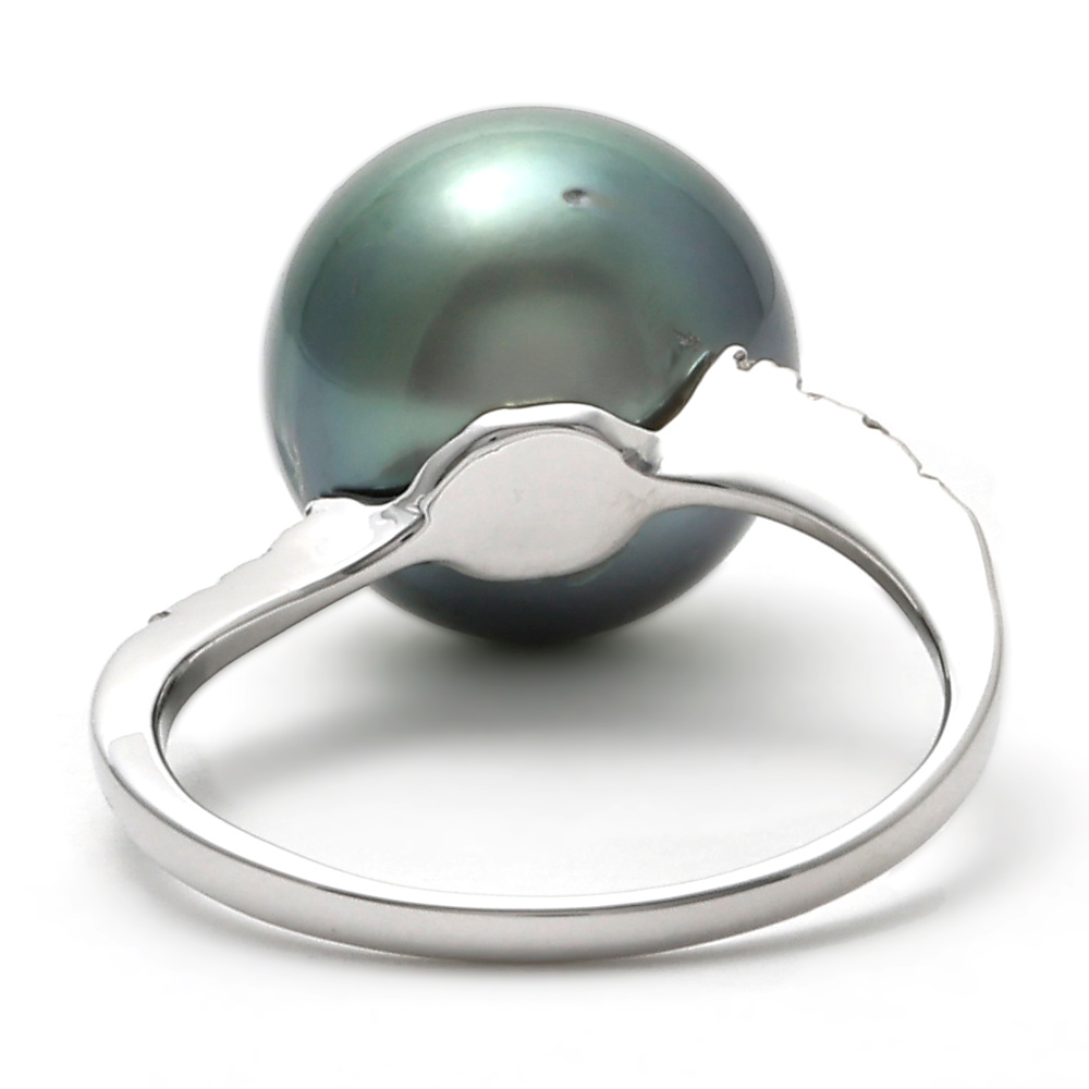 K18ホワイトゴールド 黒蝶パール ダイヤモンド パール リング J240542