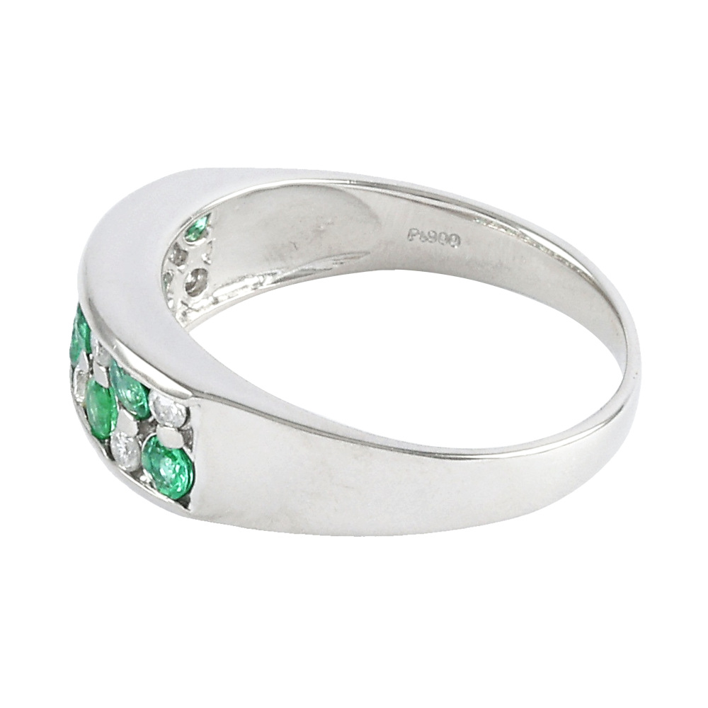 プラチナ900 エメラルド ダイヤモンド リング J241614 | ユキザキ