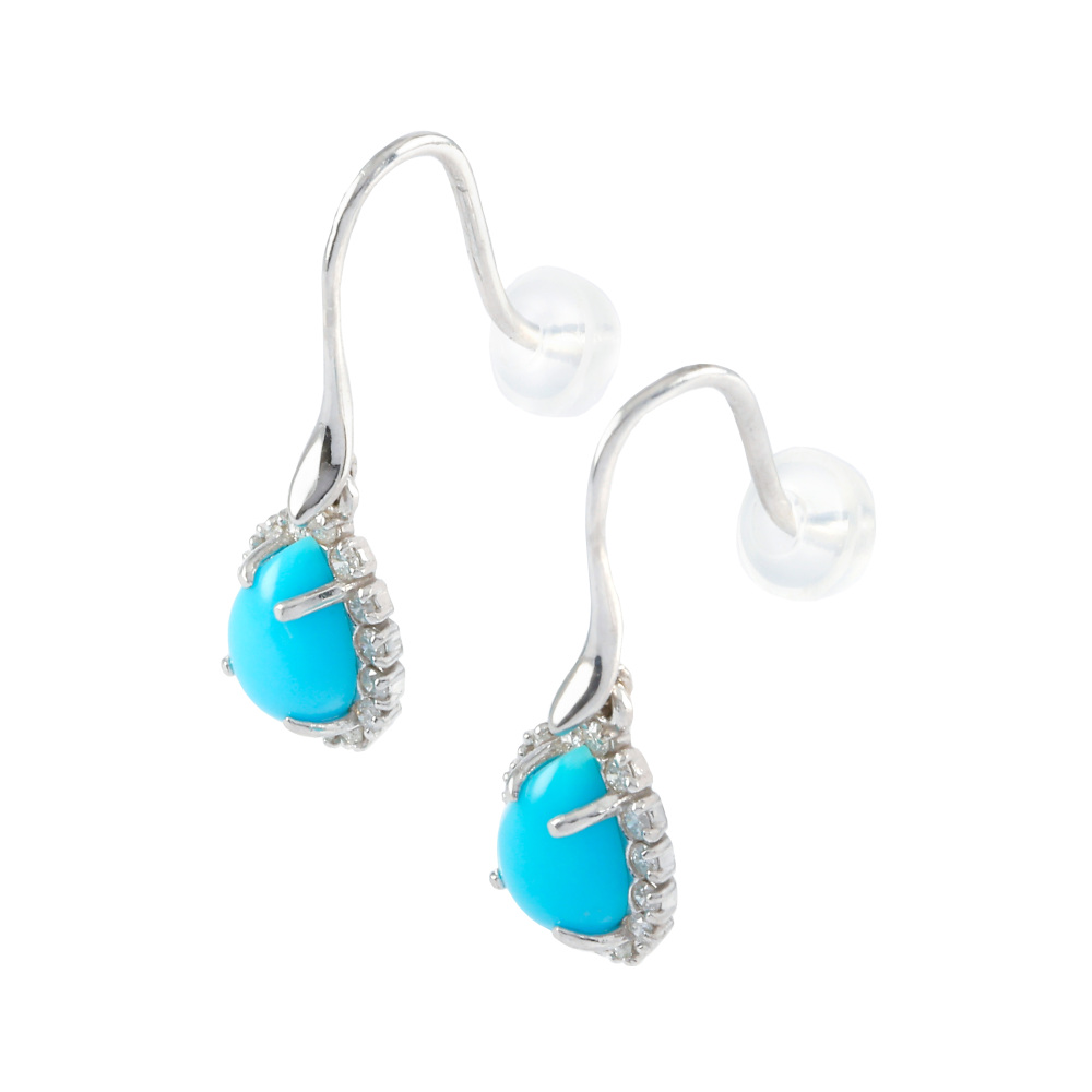 K18 ホワイトゴールド　天然ダイヤモンド 0,05ct×2 ピアス K18ホワイトゴールド トルコ石 ダイヤモンド ピアス J255955 | ユキ