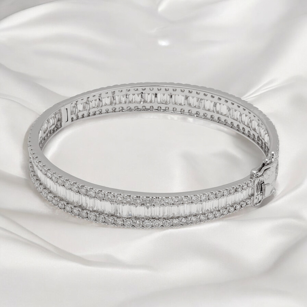 18金ホワイトゴールド ダイヤ バングル 美品 K18 イエローゴールド