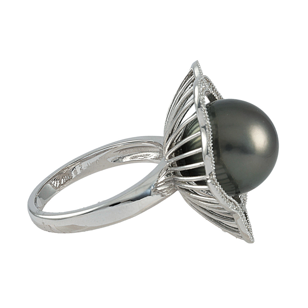 K18ホワイトゴールド パール ダイヤモンド リング J286915 | ユキザキ