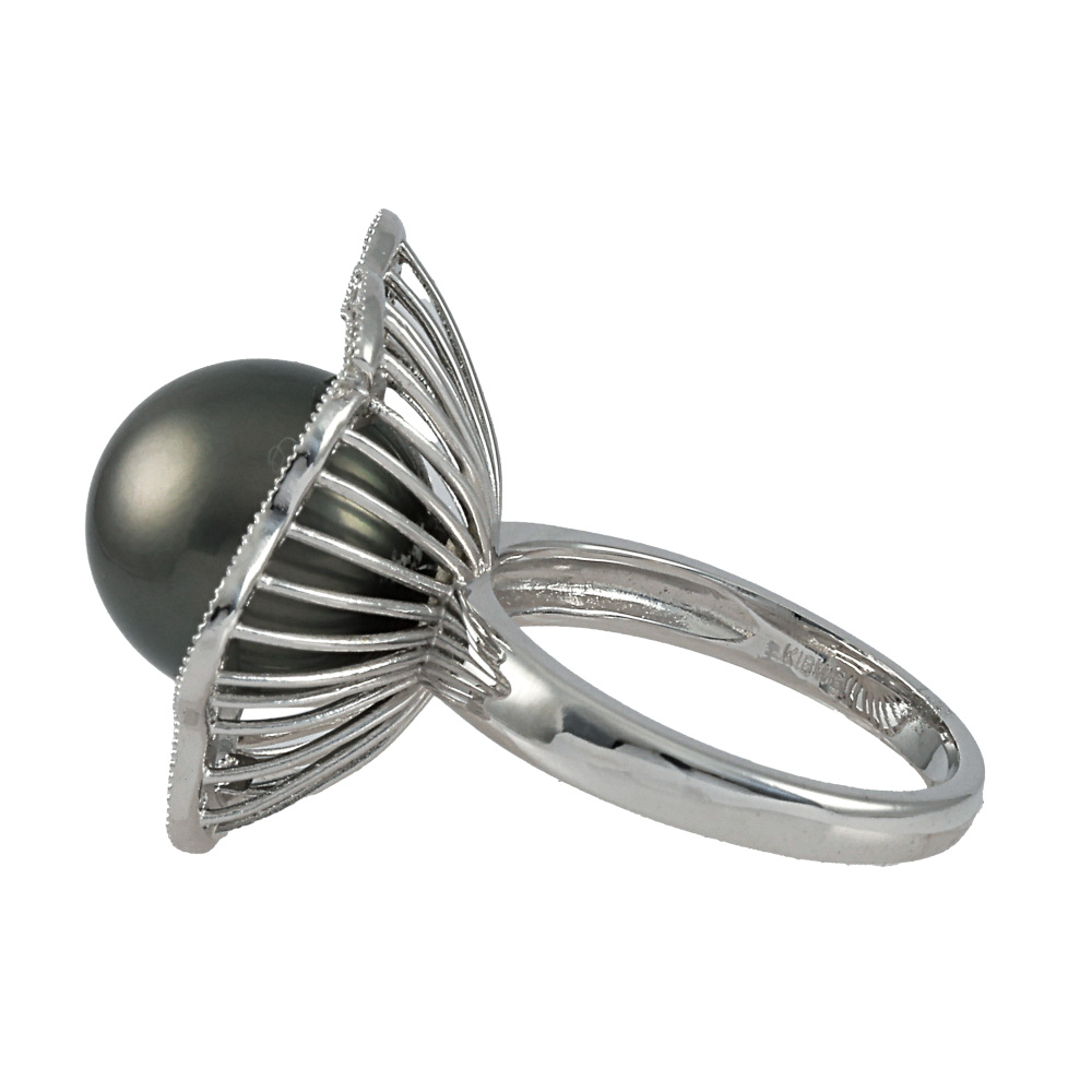 K18ホワイトゴールド パール ダイヤモンド リング J286915 | ユキザキ