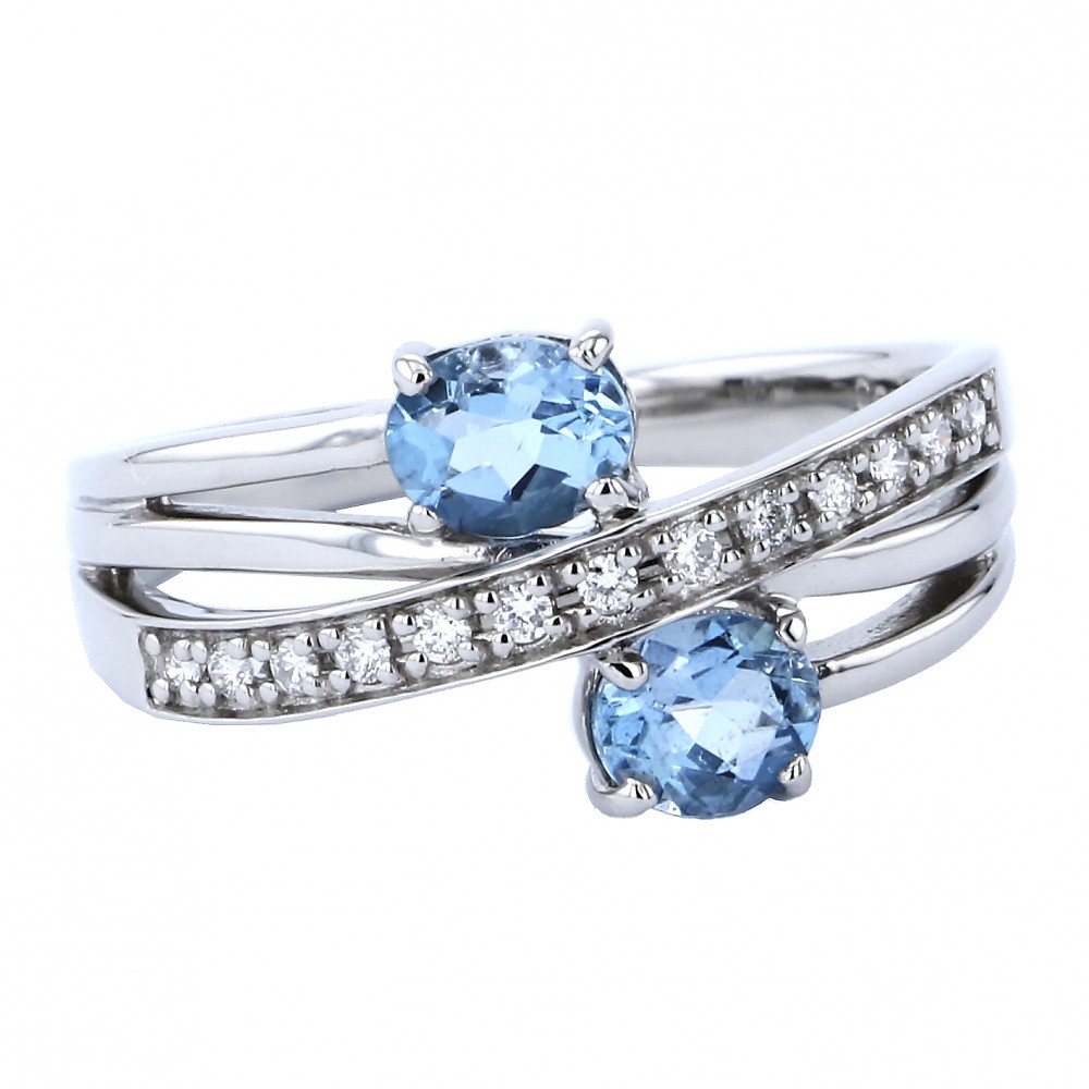 プラチナ900 アクアマリン ダイヤモンド リング J291603 | ユキザキ