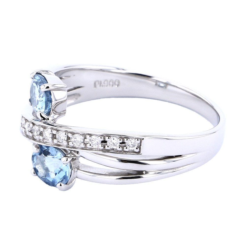 プラチナ900 アクアマリン ダイヤモンド リング J291603 | ユキザキ