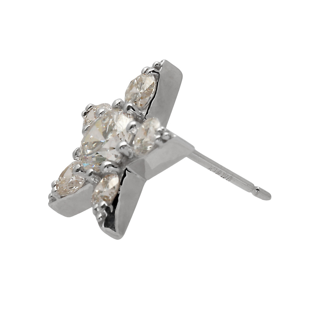K18ホワイトゴールド ダイヤモンド ピアス片方 J306865 | ユキザキ