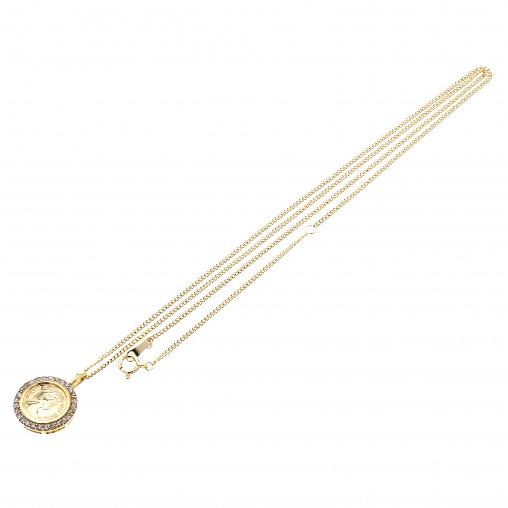K18イエローゴールド ダイヤモンド コイン ネックレス J317625 | ユキ