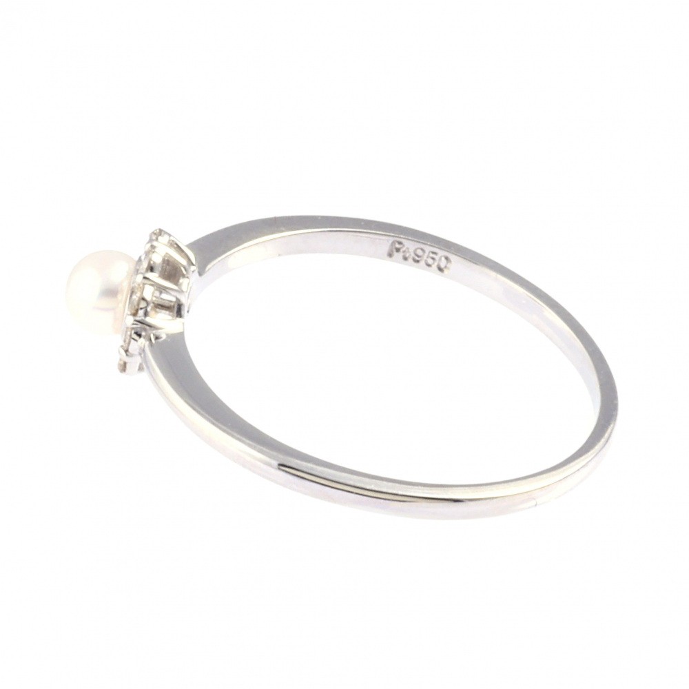 プラチナ ダイヤモンドリング シンプル プラチナ950 パール ダイヤモンド リング J323134 | ユキザキセレクト