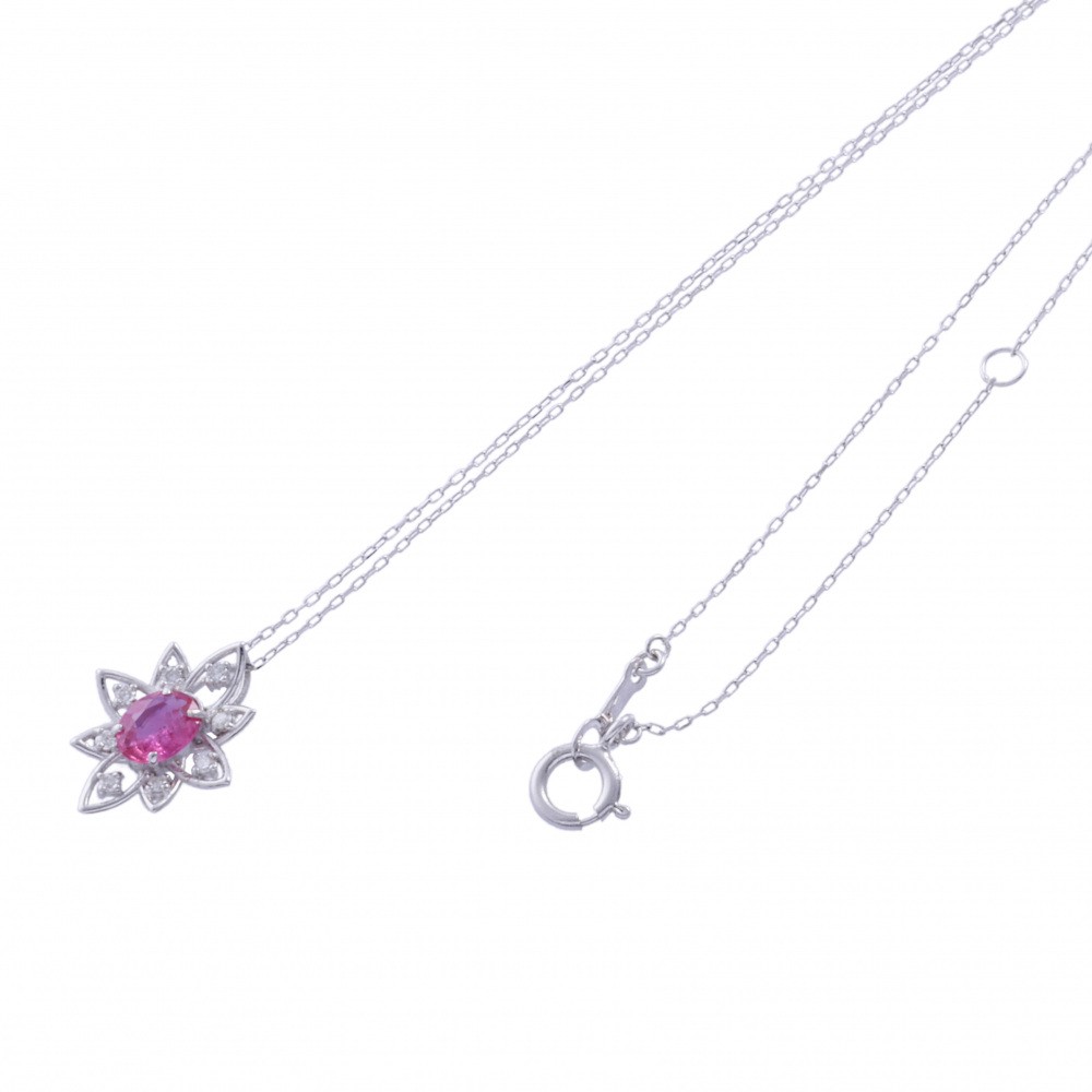 K18ホワイトゴールド ルビー ダイヤモンド ネックレス J325691 | ユキ