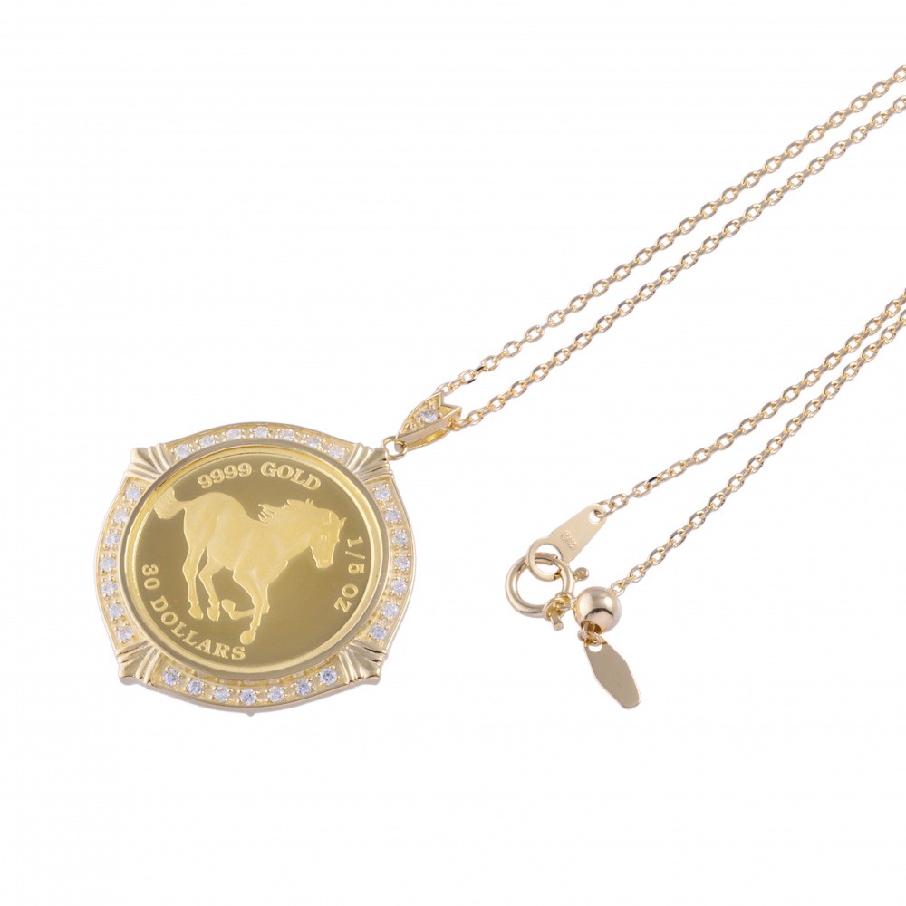 K18イエローゴールド ダイヤモンド コイン ネックレス J326255 | ユキ