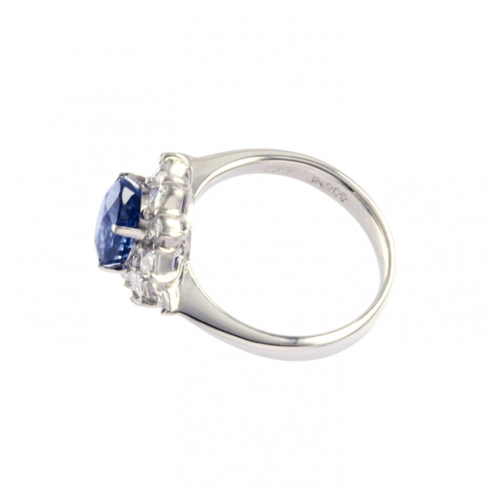 Platinum 900 Sapphire Diamond Ring J327593 | Yukizaki Select Jewelry