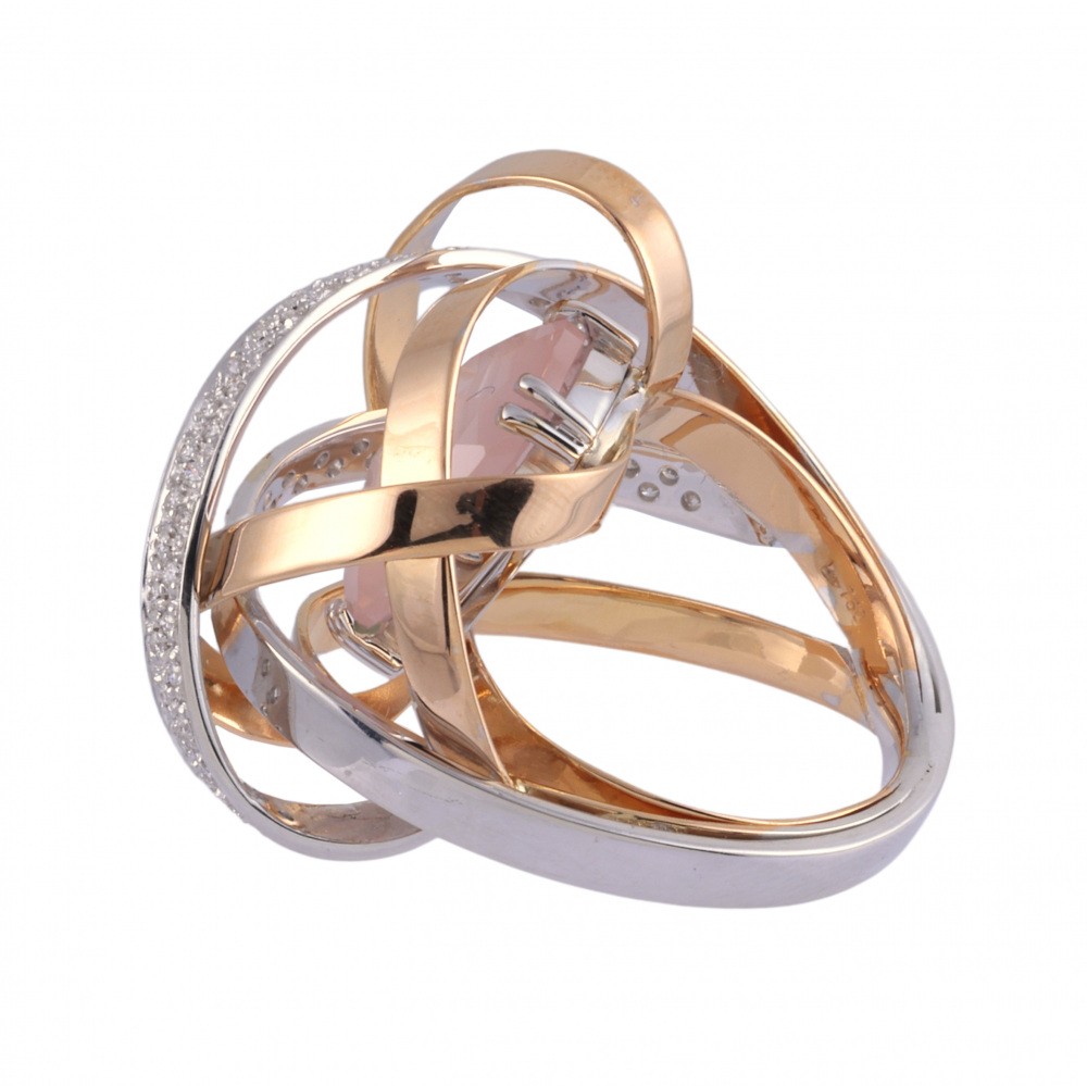 K18ピンクゴールド K18ホワイトゴールド ローズクォーツ ダイヤモンド