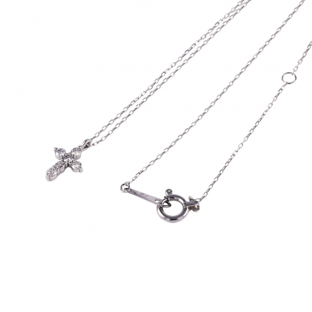 プラチナ850 プラチナ950 ダイヤモンド クロス ネックレス J344252