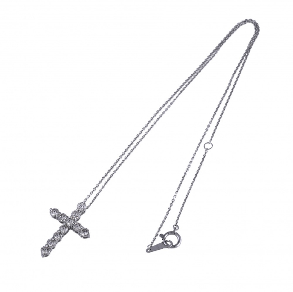 プラチナ900 プラチナ850 ダイヤモンド クロス ネックレス J344457