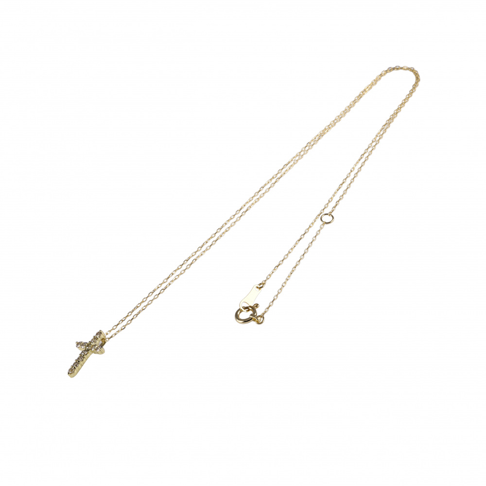K18イエローゴールド ダイヤモンド クロス ネックレス J349417 | ユキ