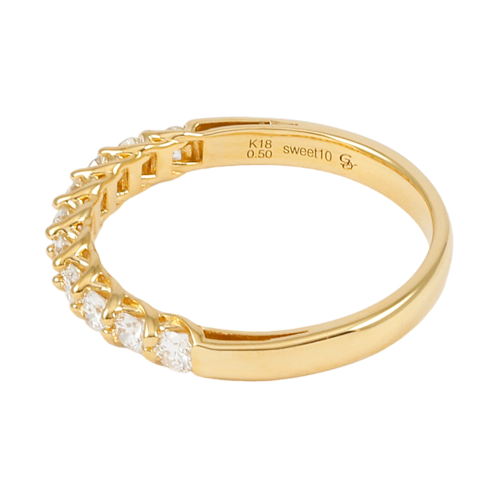 K18イエローゴールド ダイヤモンド ハーフエタニティ リング J351663