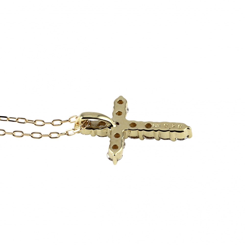K18イエローゴールド ダイヤモンド クロス ネックレス J355593 | ユキ