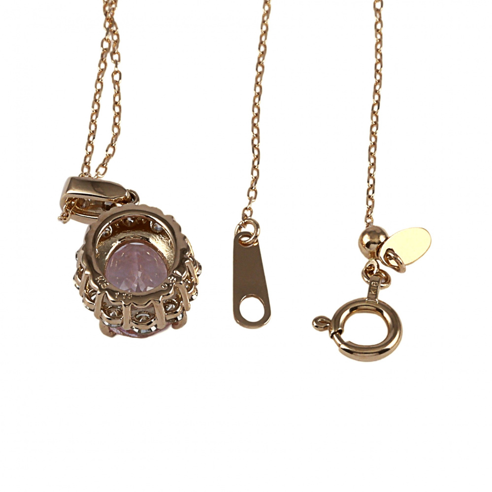 K18ピンクゴールド モルガナイト ダイヤモンド ネックレス J356019