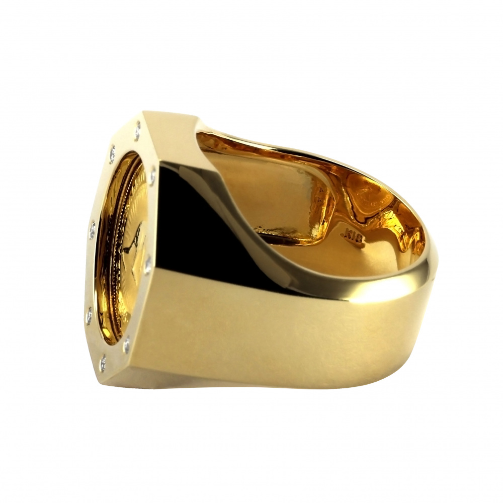 K18イエローゴールド K24イエローゴールド ダイヤモンド コイン リング