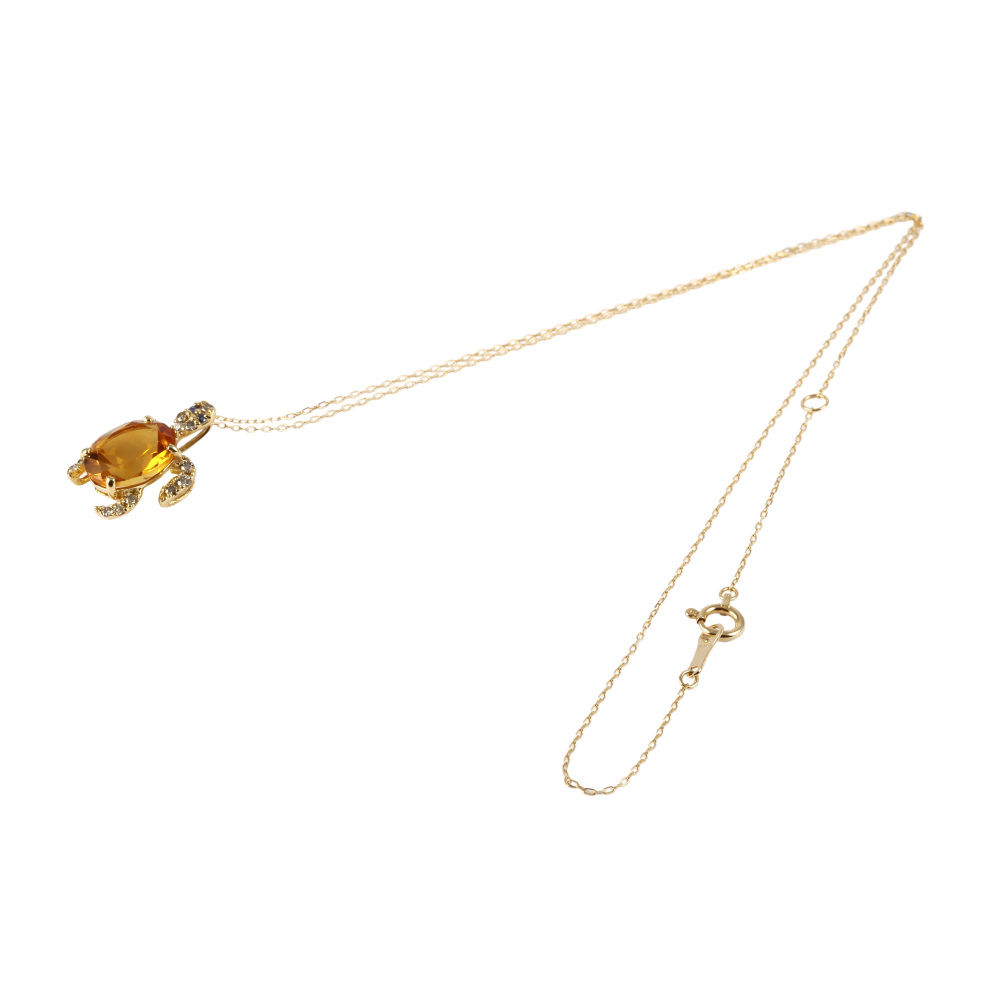 K18イエローゴールド シトリン ダイヤモンド サファイア ネックレス