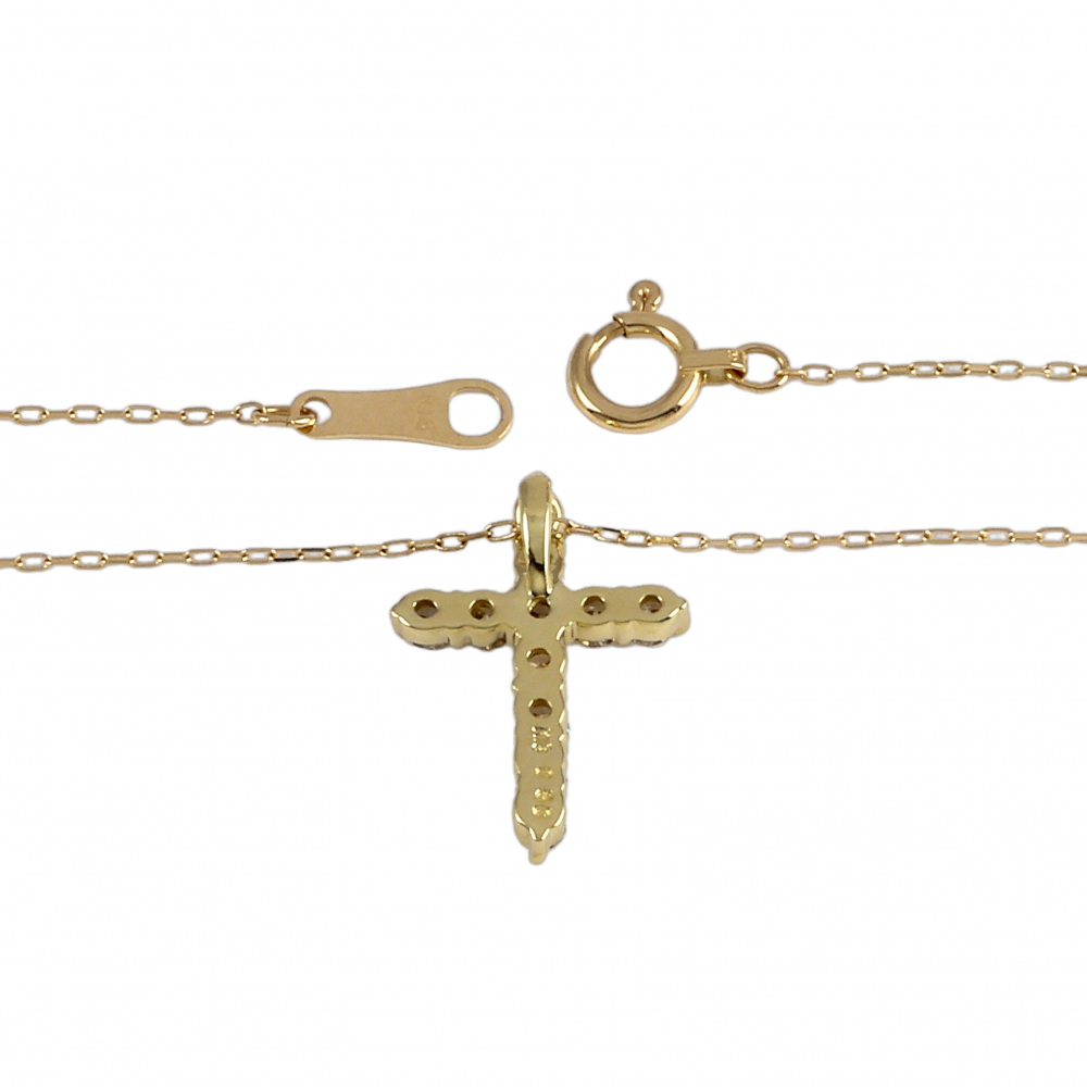 K18イエローゴールド ダイヤモンド クロス ネックレス J365004 | ユキ