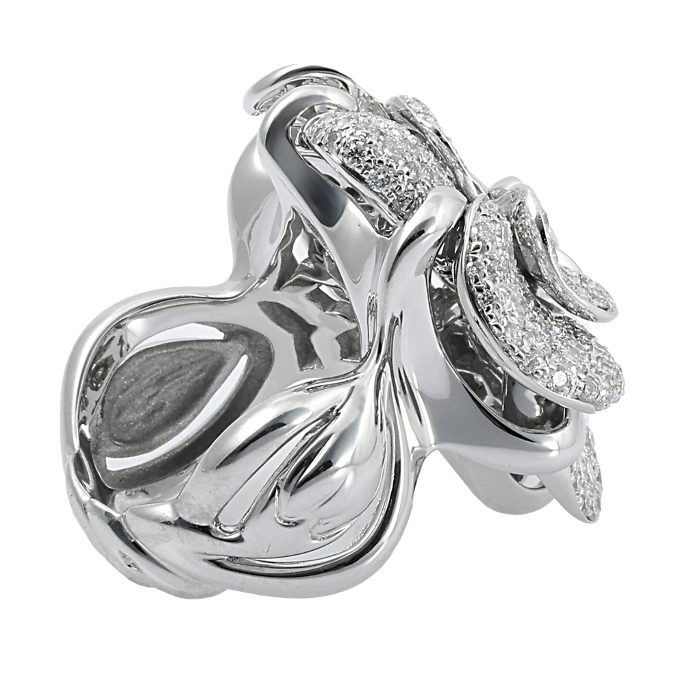 【ジャンク】CHANEL シャネル カメリア リング 指輪 02P CHANEL】カメリア コレクション ハーフエタニティリング (CHANEL