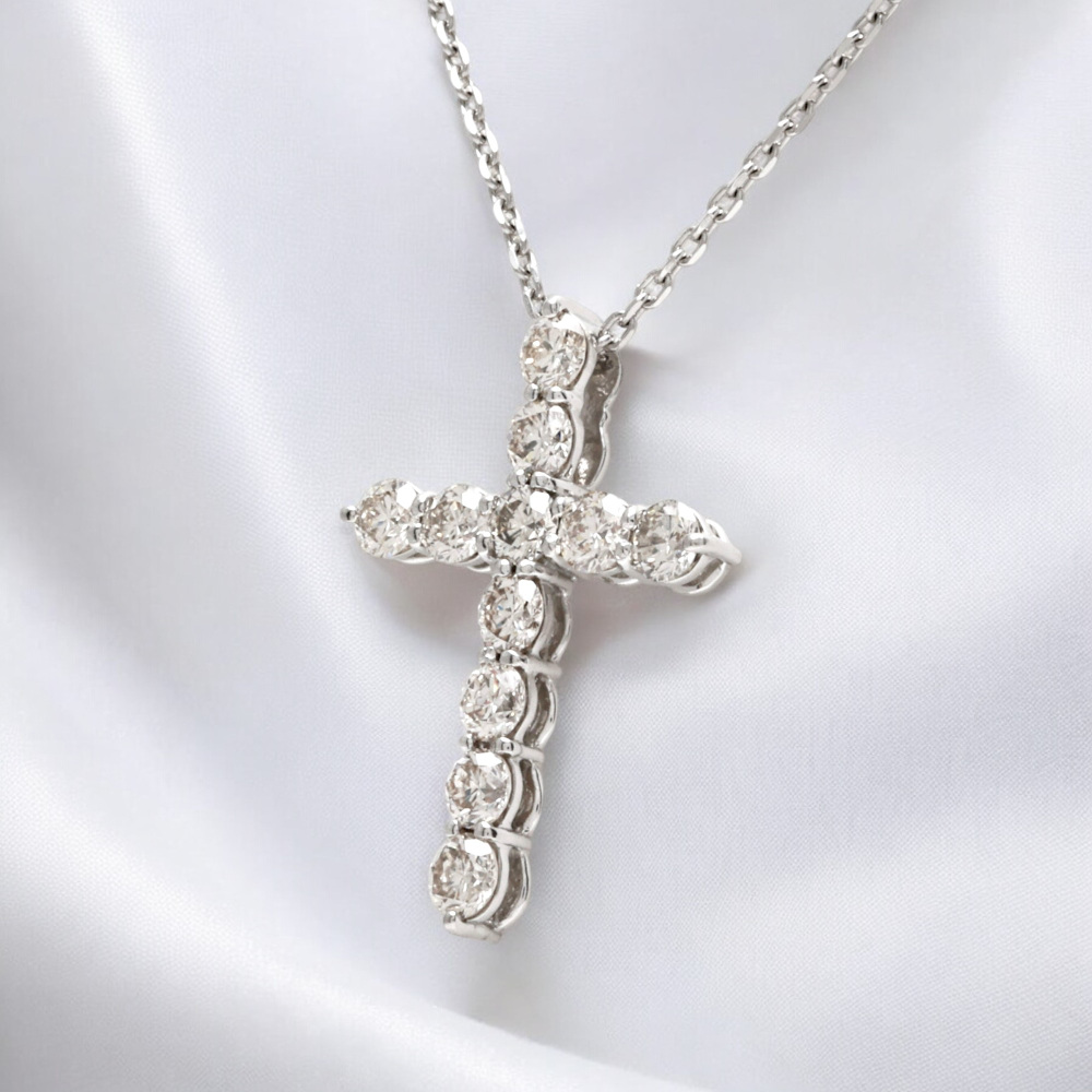 プラチナ950 プラチナ850 ダイヤモンド クロス ネックレス J369624