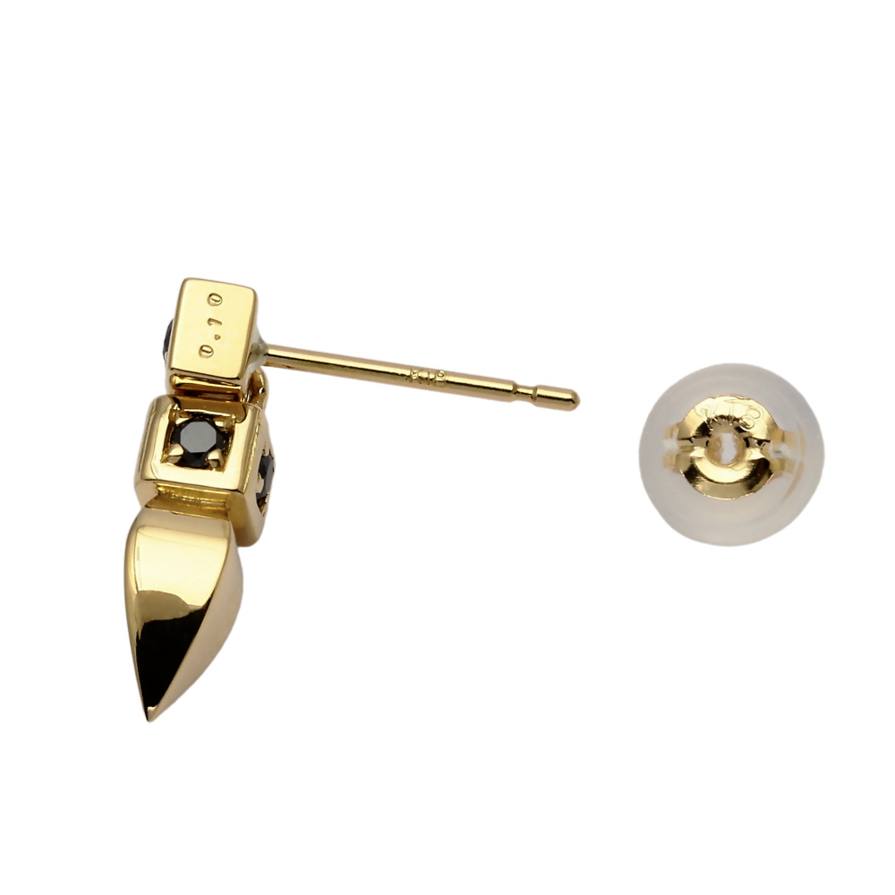 K18イエローゴールド ブラックダイヤ ピアス片方 J370887 | ユキザキ
