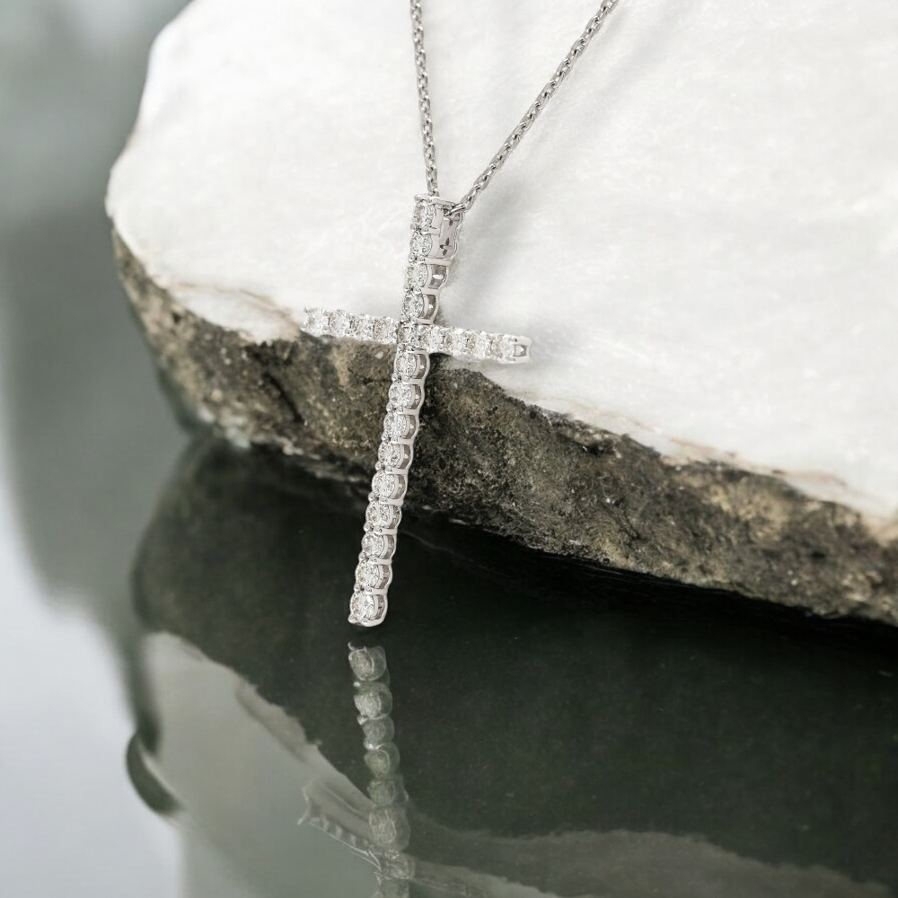 プラチナクロスダイヤモンドネックレス プラチナ900 プラチナ850 ダイヤモンド クロス ネックレス J372989