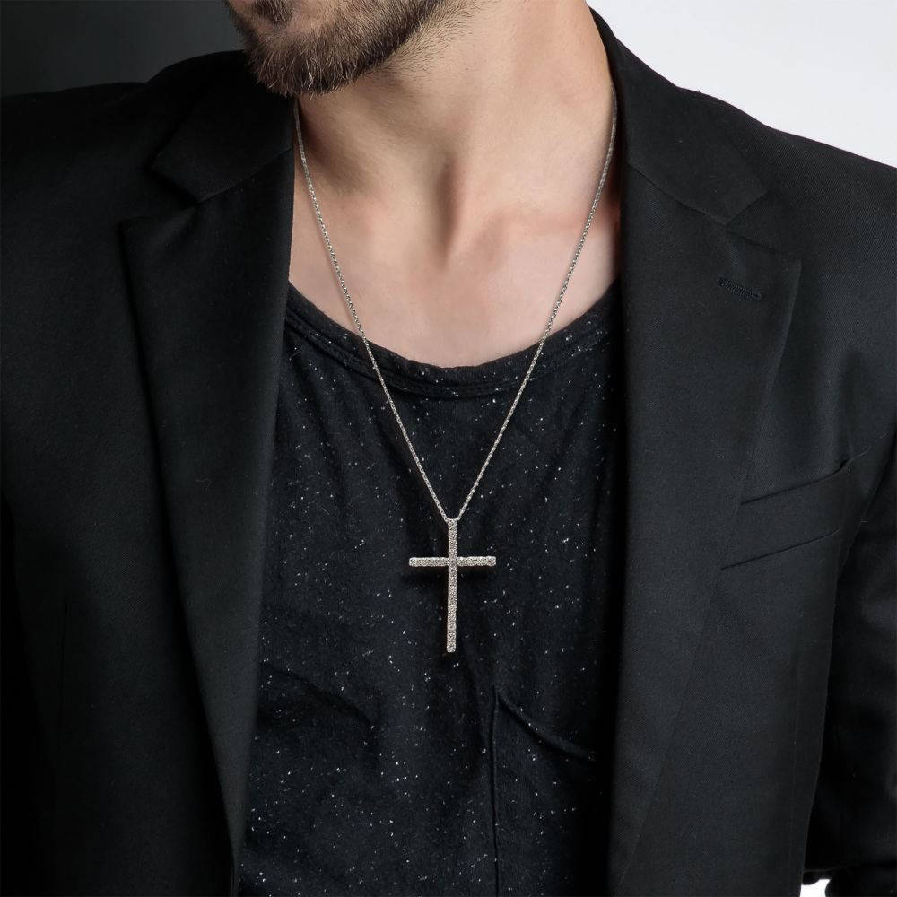 プラチナ900 プラチナ850 ダイヤモンド クロス ネックレス J372994