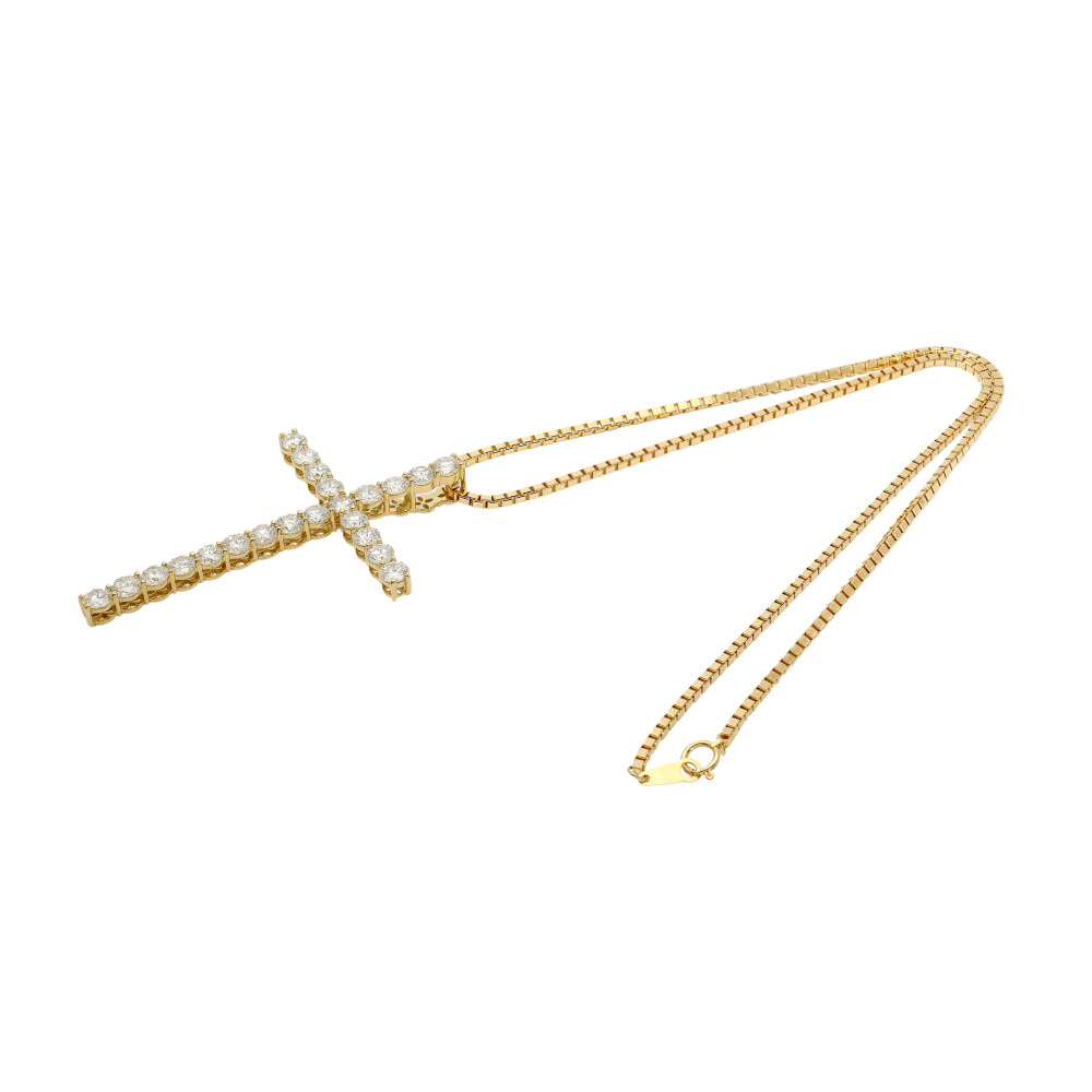 K18イエローゴールド ダイヤモンド クロス ネックレス J373380 | ユキ