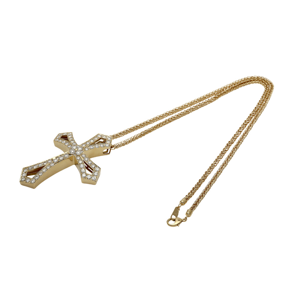 クロスネックレス ゴールド ステンレス クロスネックレス ゴールド 18KGP 50cm/60cm ダブル喜平