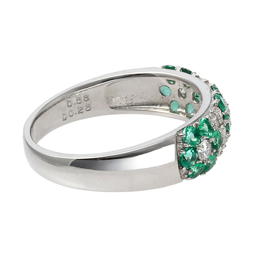 プラチナ900 エメラルド ダイヤモンド リング J373909 | ユキザキ