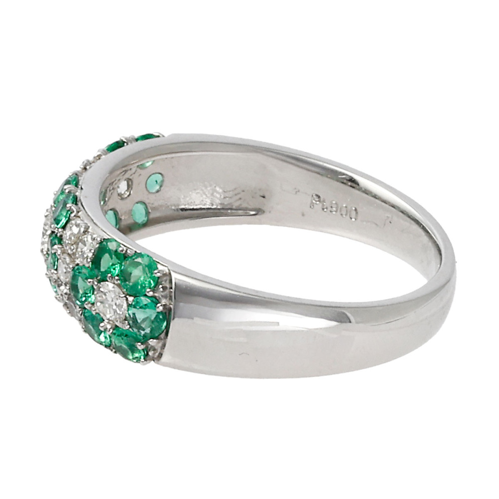 プラチナ900 エメラルド ダイヤモンド リング J373911 | ユキザキ