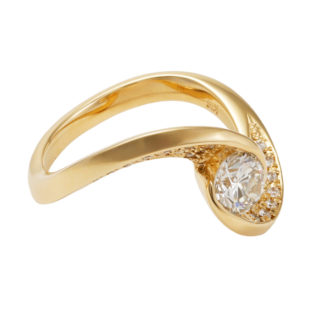 k18 ゴールド 象デザイン リング ダイヤ付き ジュエリー作家 K18